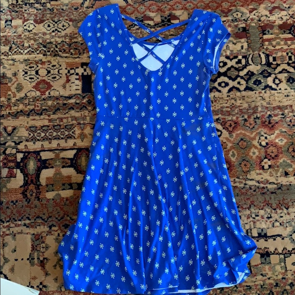 Blue floral skater dress